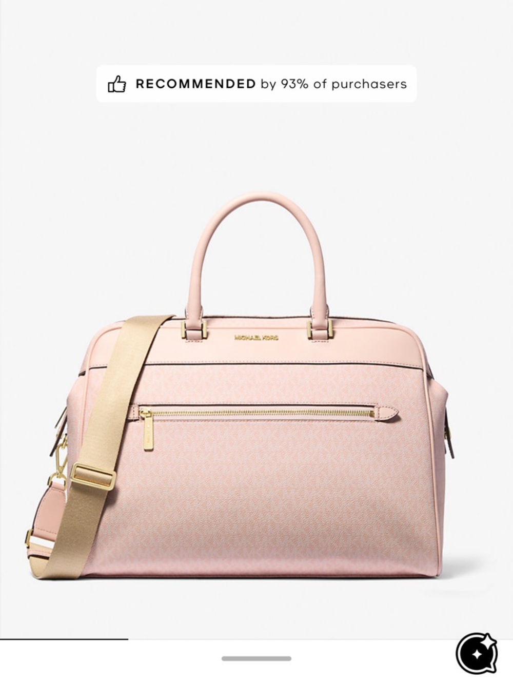 Michael Kors Blush Pink Travel Duffel with Beige Strap